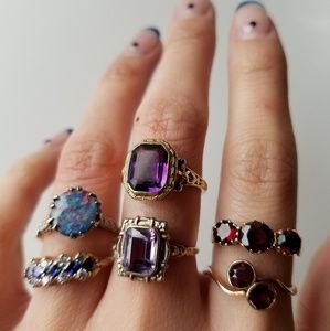 Vintage antique gold amethyst opal garnet ring